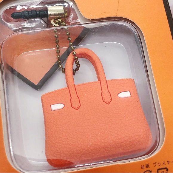 Orange Silicone Purse Cell Phone Charm - Picture 3 of 3